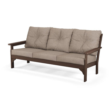 POLYWOOD Vineyard Deep Seating Sofa - Mahogany / Spiced Burlap
